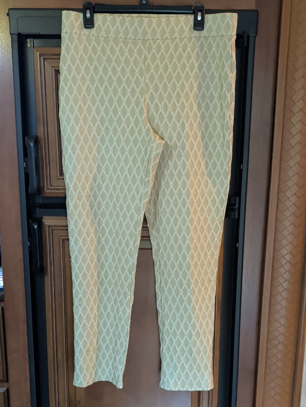 Cream Diamond-Pattern Trousers — Women's Tailored Knit Pants